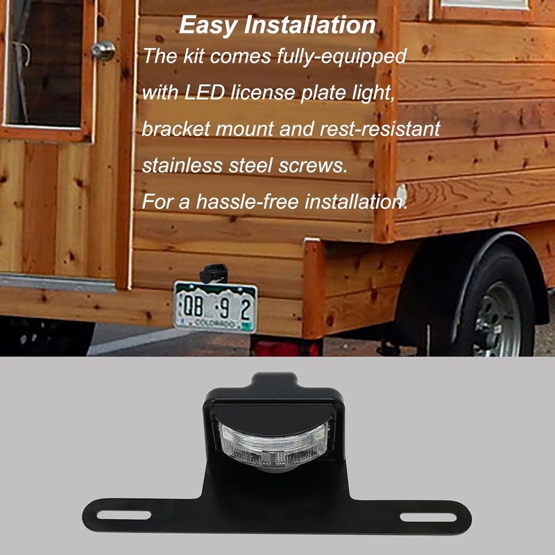 DUTUO LED License Plate Light for RV Trucks UTV ATV Trailer Lorry Boat Number plate lamp Trailer Light Waterproof License Tag Lights (Black Housing +Bracket Mount) - Image 3